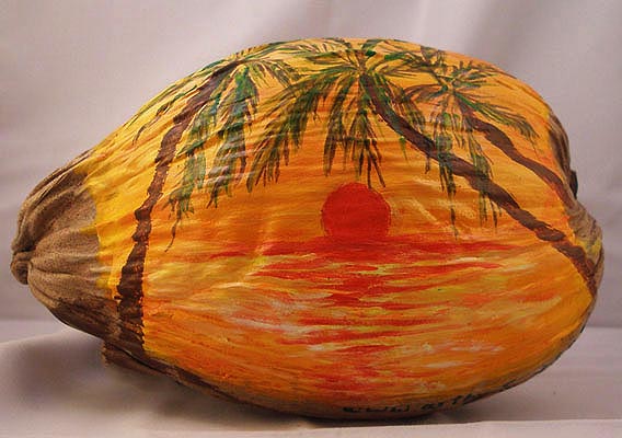 Yellow Sunset Painted Coconut
