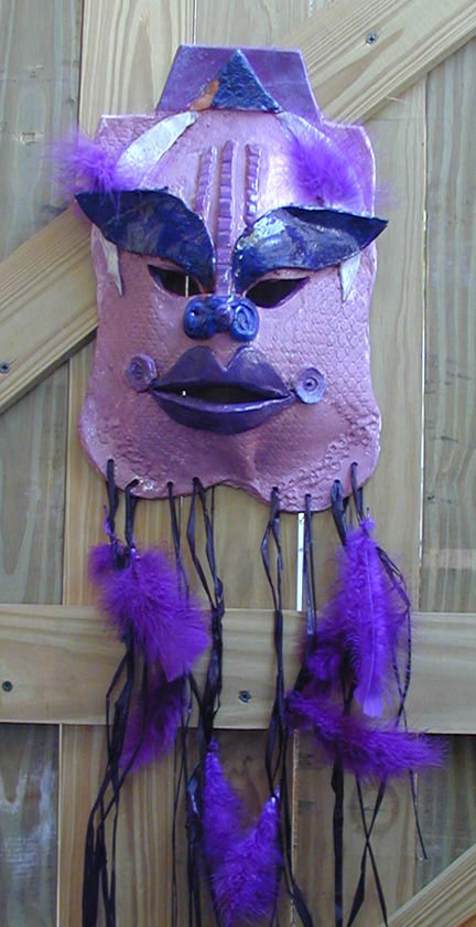 Purple Feathers Ceramic Mask