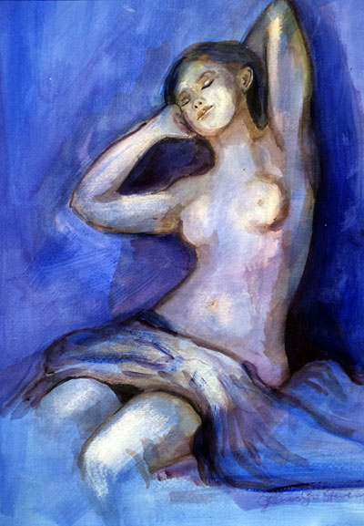 Blue Nude Acrylic Painting