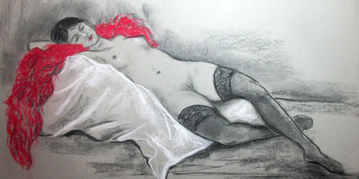 Red and Black Nude Painting