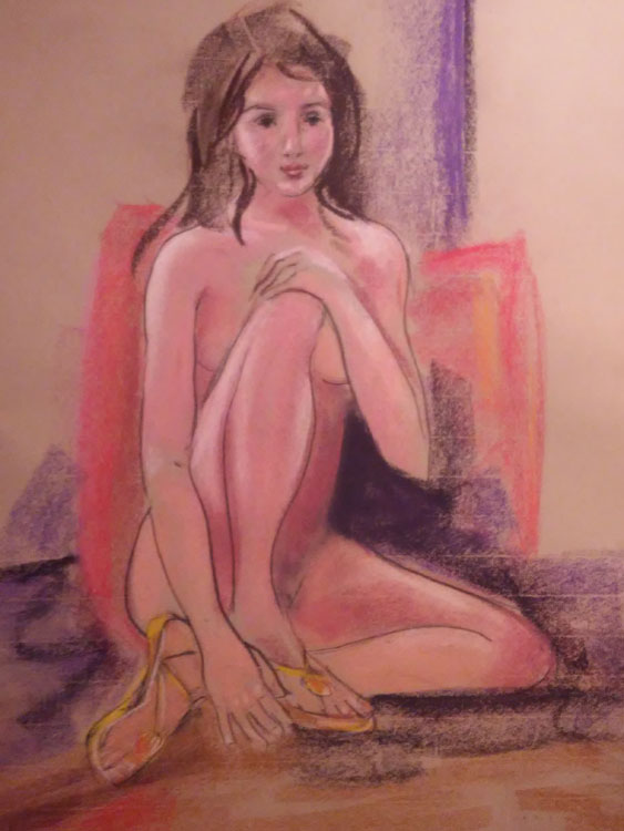 Sitting Woman Nude Painting
